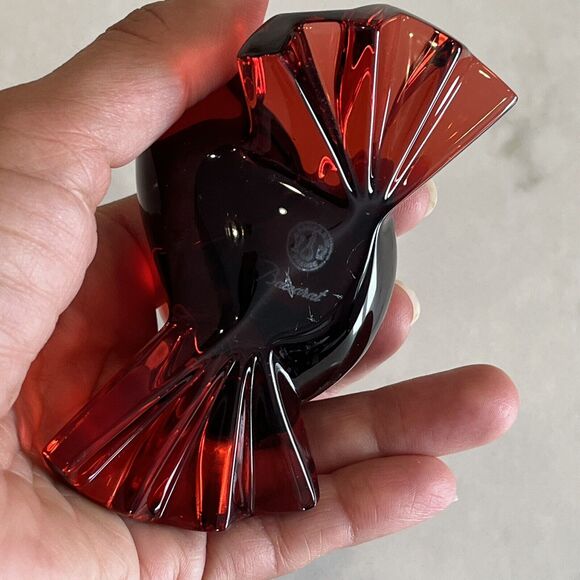 Baccarat Love Birds Red Crystal Figurine, brand stamped on bottom, EUC, no box - Picture 6 of 9